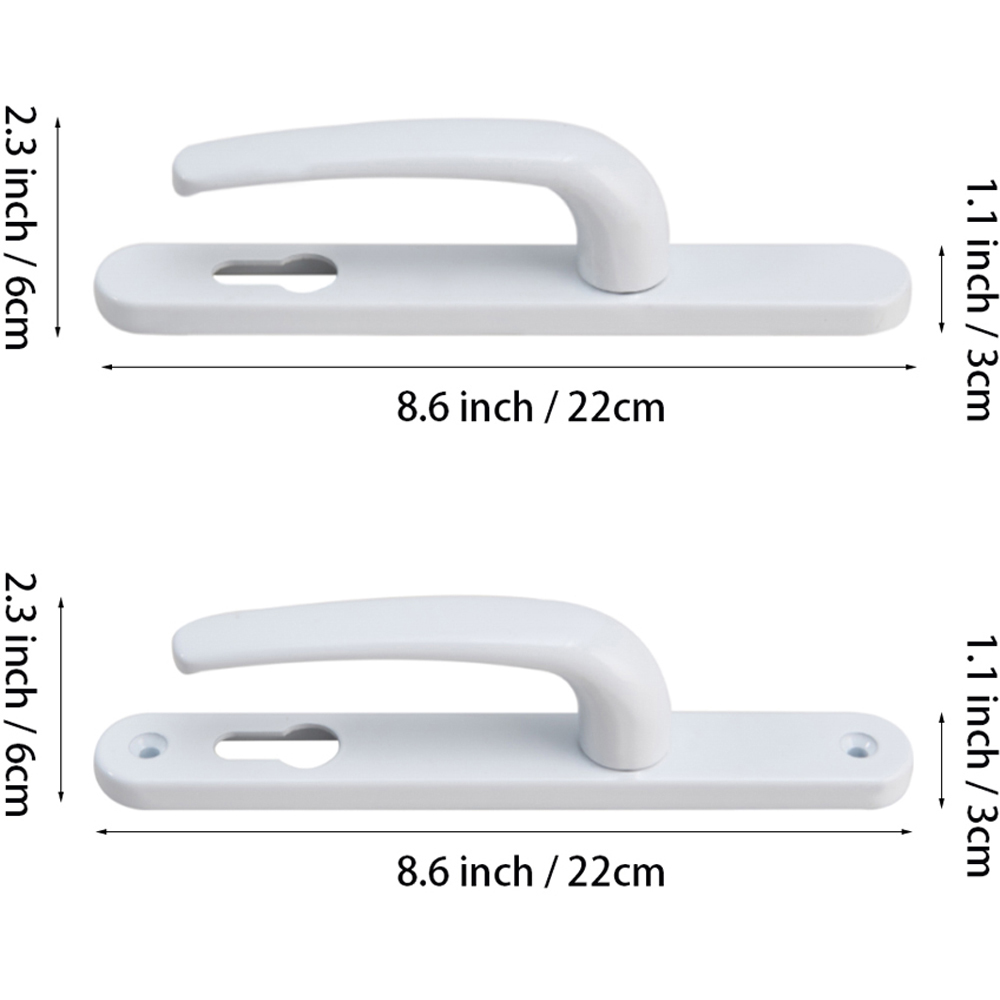Living and Home Single Pair White Aluminium Alloy Door Handles without Lock Cylinder Image 7