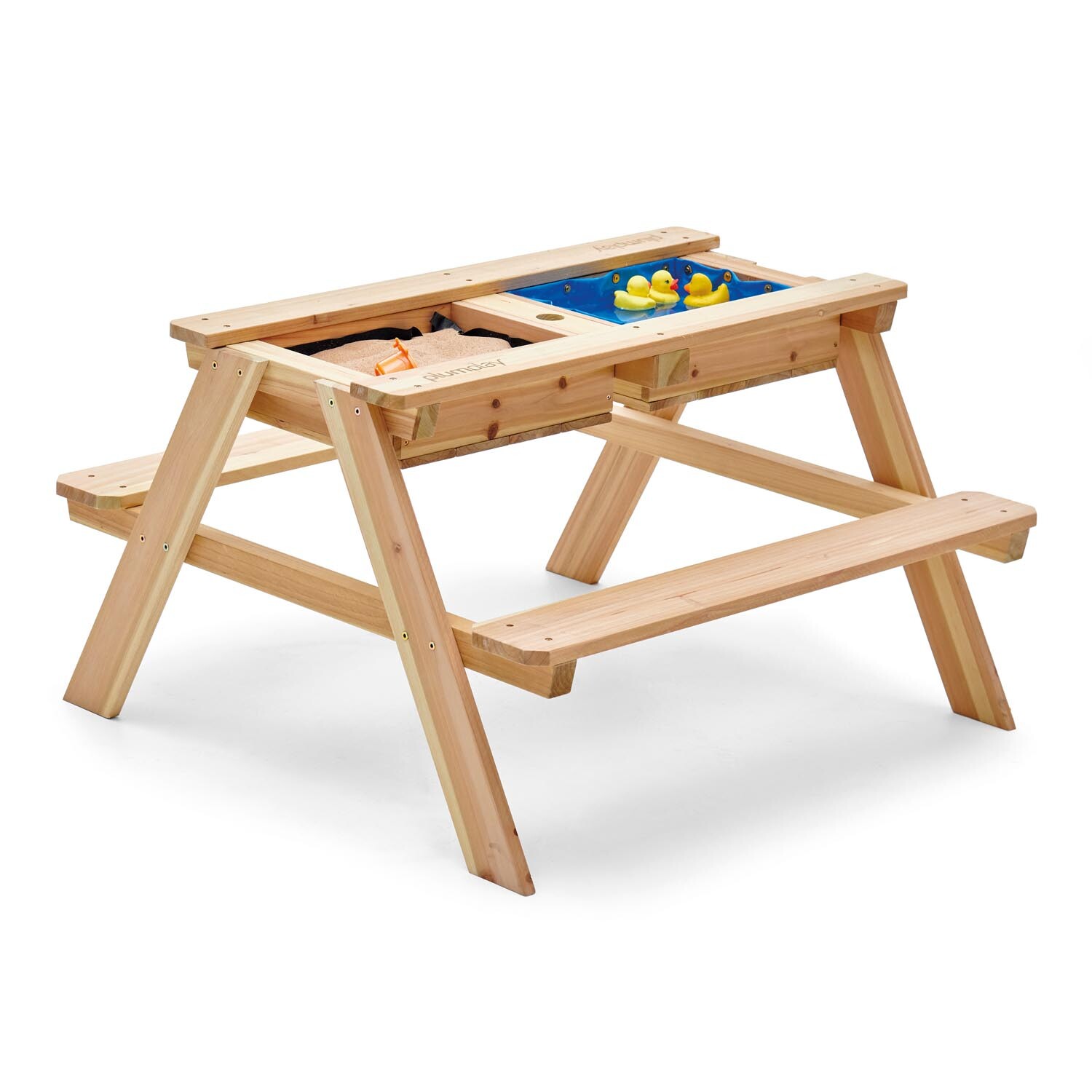 Wooden Sand & Water Picnic Table - Brown Image 1