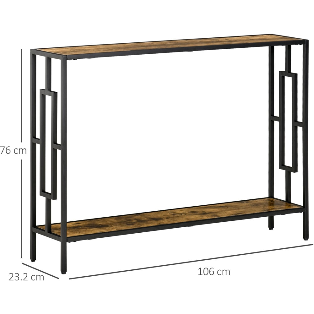 Portland Brown and Black Narrow Console Table Image 7