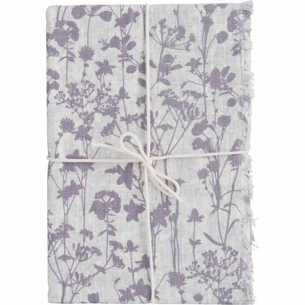 Wilko Cotton Tablecloth Grey Floral Image 1