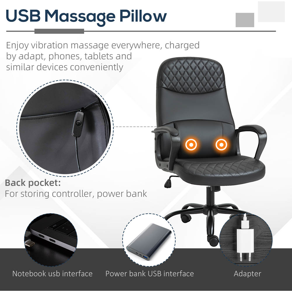 Portland Black PU Leather Massage Office Chair Image 3