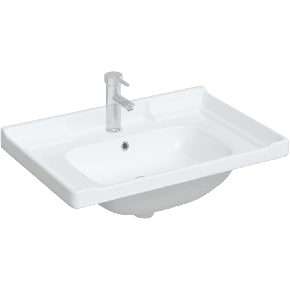 vidaXL White Ceramic Rectangular Bathroom Sink 230 x 480 x 710mm Image 2