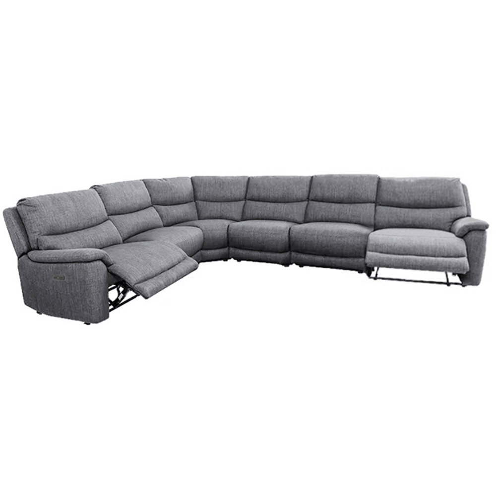 Furniture One 6 Seater Grey Power Reclining Sectional Recliner Sofa Set Image 3