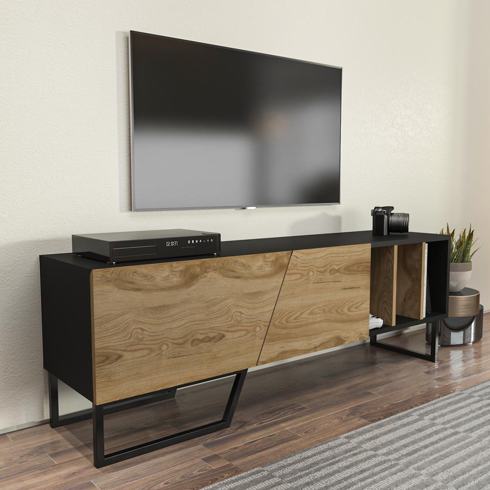 Decorotika Linossa 3 Shelf Black and Oud Marble TV Unit Image 3