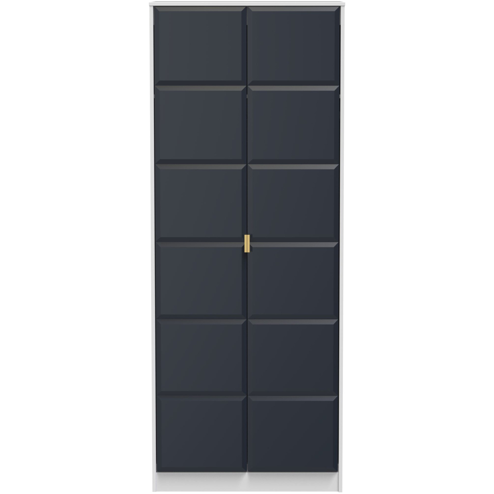 Crowndale Cube 2 Door Matt Indigo and White Wardrobe Ready Assembled Image 3