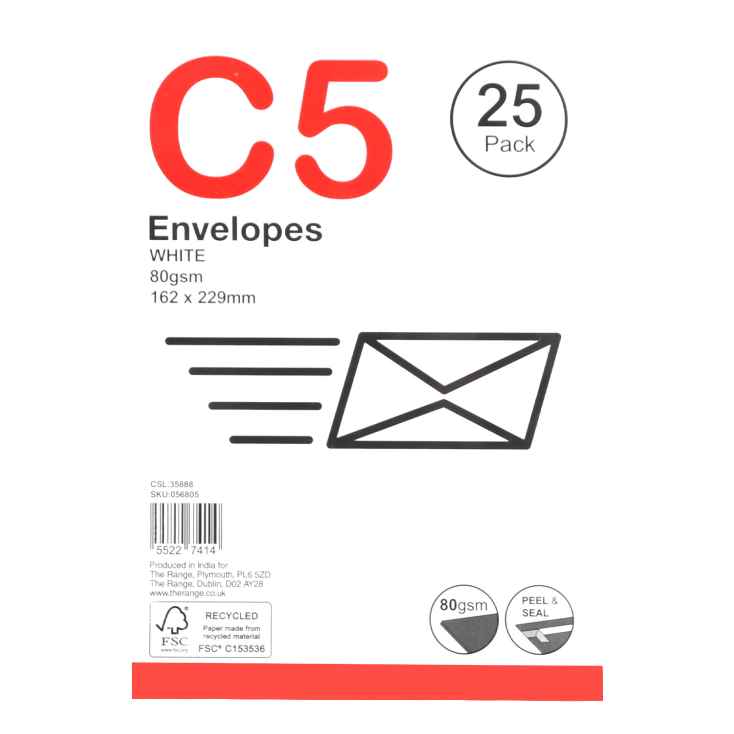 C Peel and Seal Envelopes  - White / C5 / 25 Image