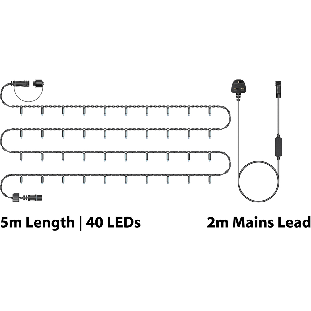 Eagle Connect Gold LED Black String Light 5m Image 7