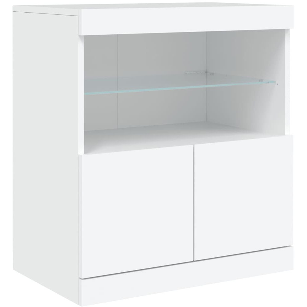 vidaXL 2 Door 2 Shelf White LED Sideboard Image 2