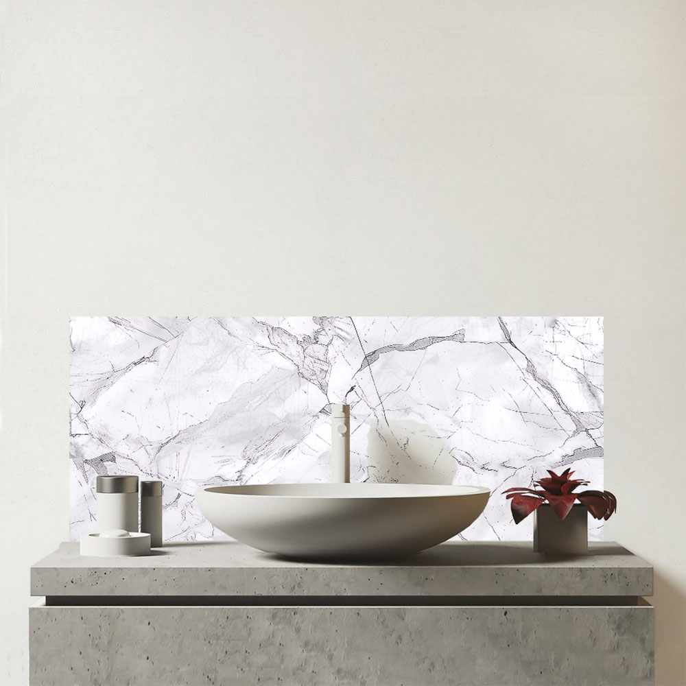 Warren Reed Designer Light Grey Marble Effect Bathroom Splashback 25 x 60cm Image 1