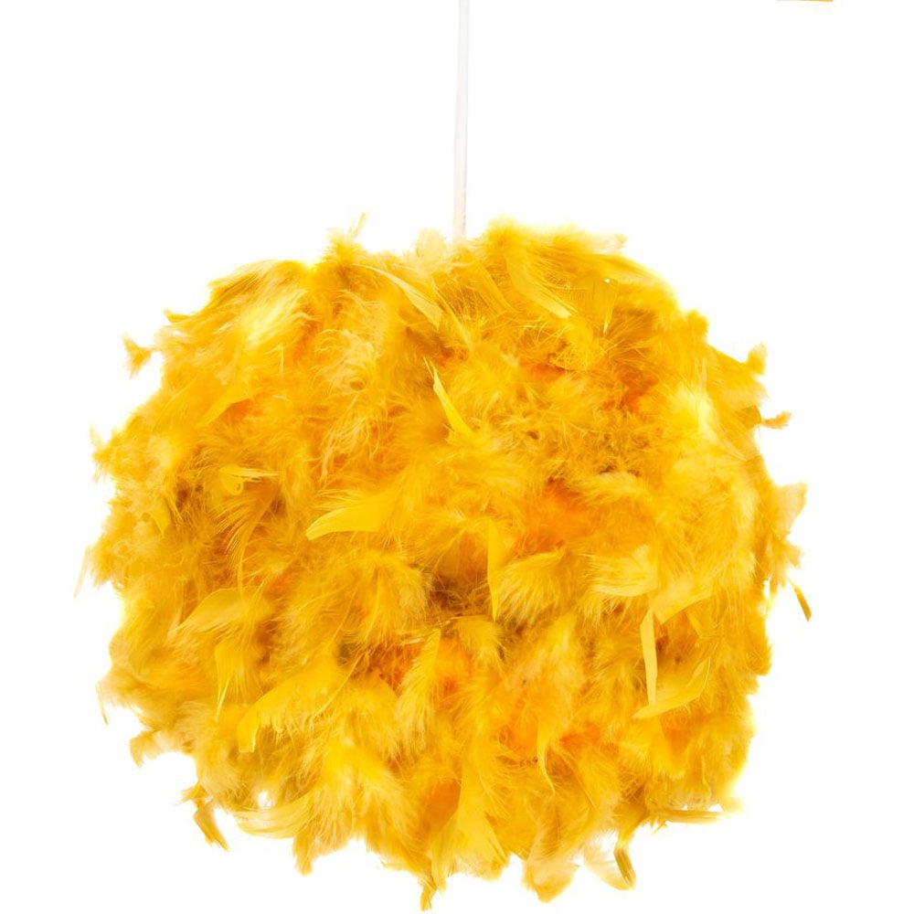 Happy Homewares Small Ochre Feather Decorated Pendant Shade Image 4