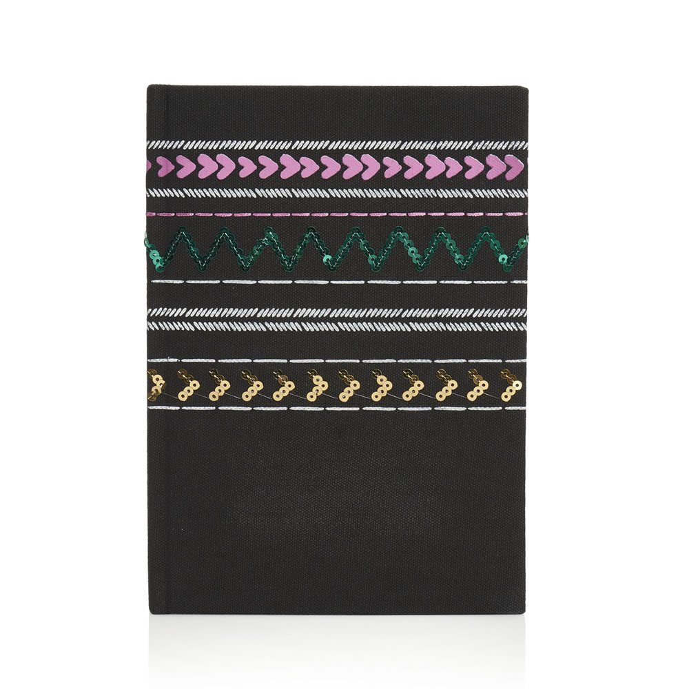 Wilko Unearthed Beaded Fabric Notebook A5 80 sheets Image 1