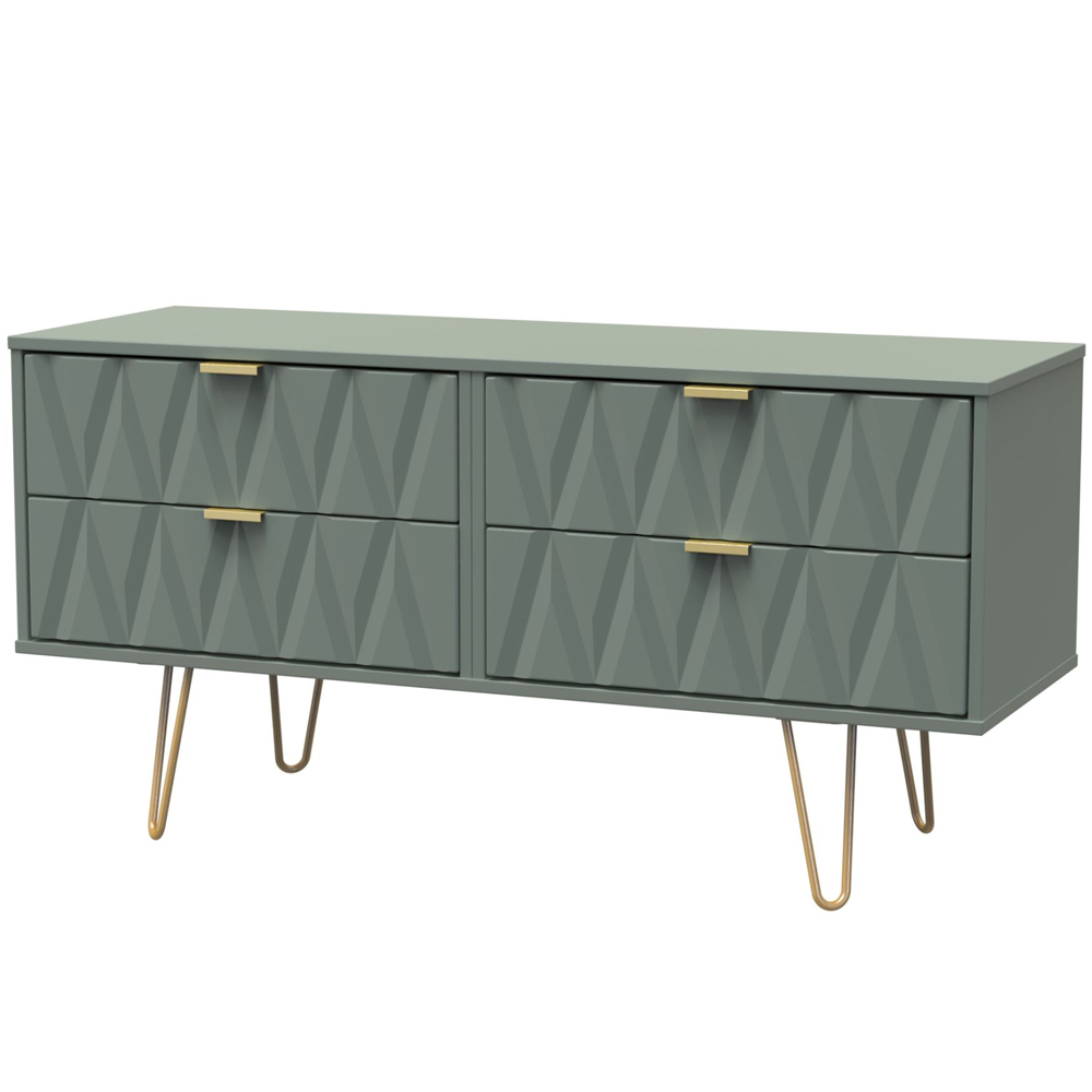 Crowndale Diamond 4 Drawer Reed Green Chest of Drawers Image 4