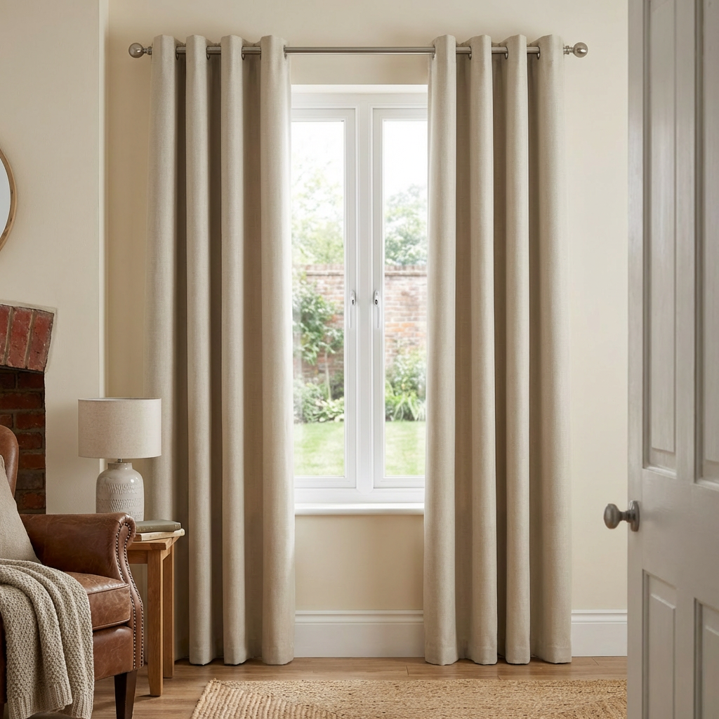 Taylor Blackout Eyelet Curtains - Natural / 168cm / 183cm Image 4