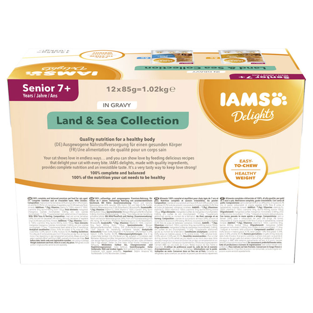 IAMS Delights Senior Land and Sea Collection in Gravy Cat Food 12 x 85g Image 6