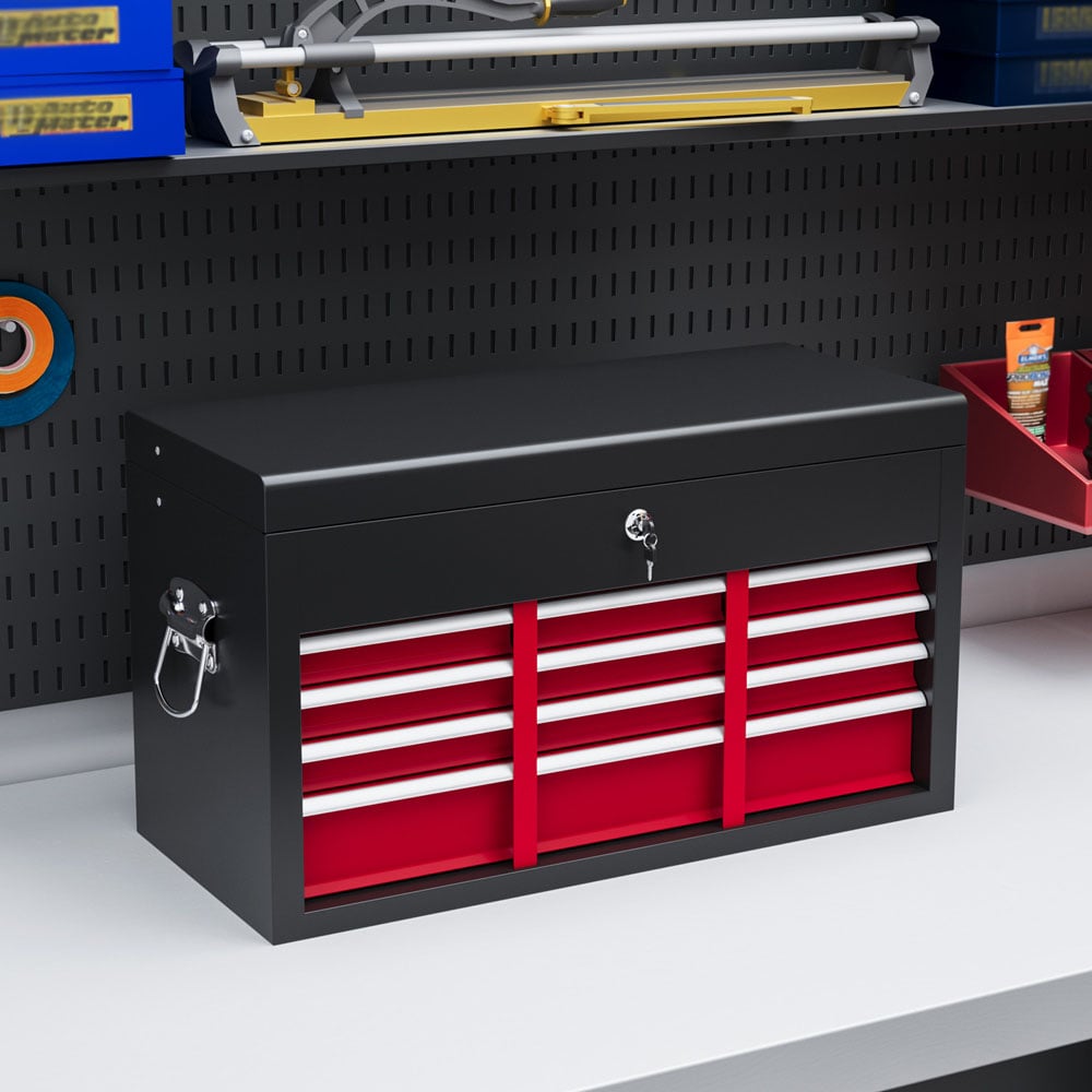 HOMCOM 6 Drawer Red Lockable Metal Tool Chest Image 2