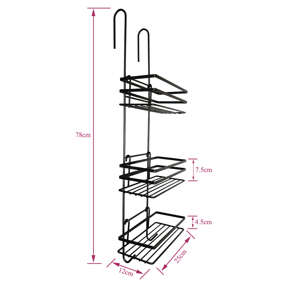 House of Home Black 3-Tier Shower Caddy Image 4