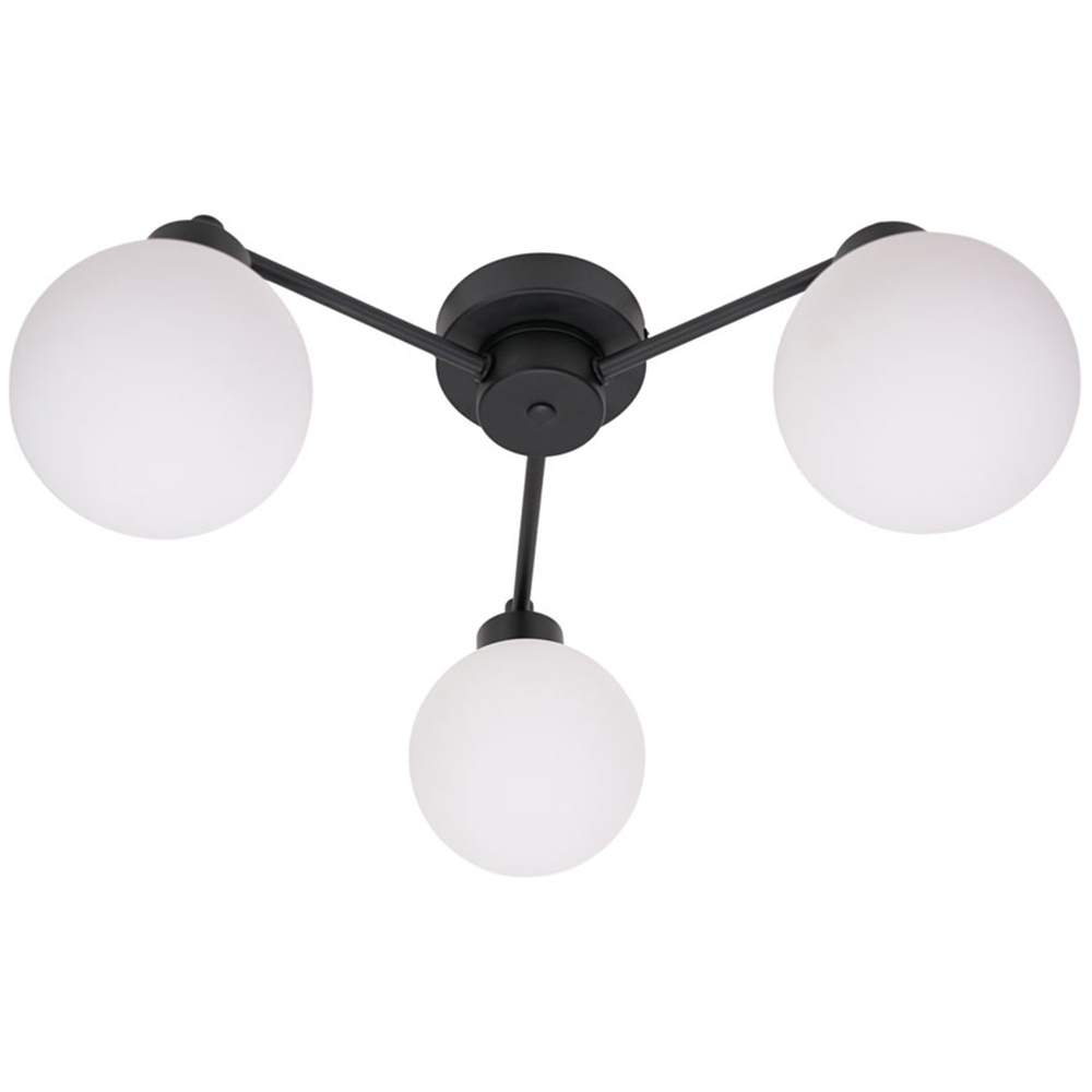 ValueLights Jonah Matt Black 3 Arm Globe Ball Shade Flush LED Ceiling Light Image 1