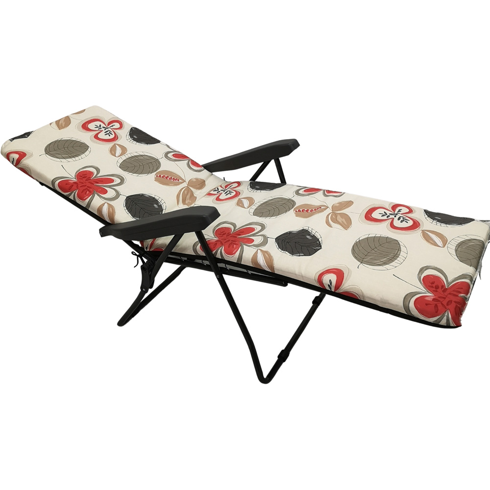 Samuel Alexander Cream Flower Garden Patio Padded Recliner Sun Lounger Image 6
