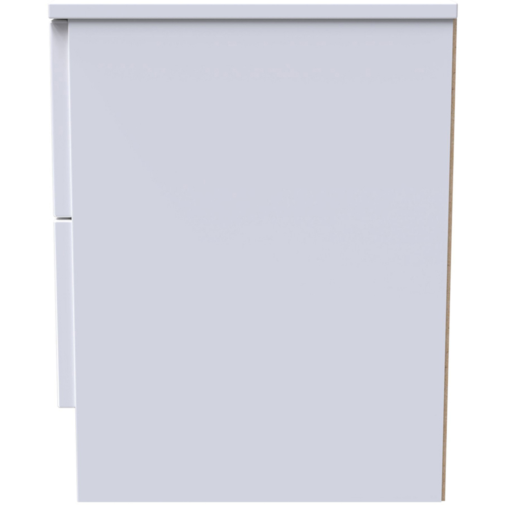 Crowndale Milan 2 Drawer White Gloss Compact Bedside Cabinet Ready Assembled Image 3