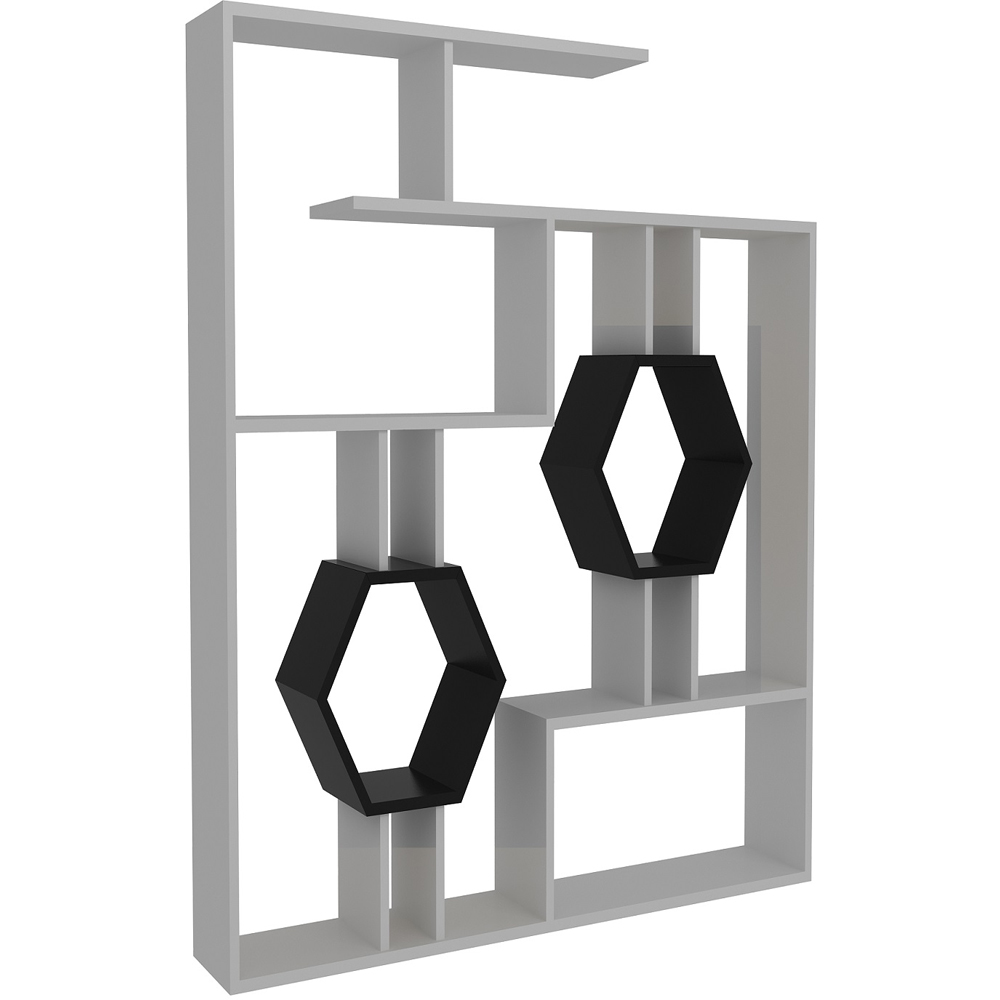 Decorotika Tamara White and Black Geometric Unique Bookshelf Image 2