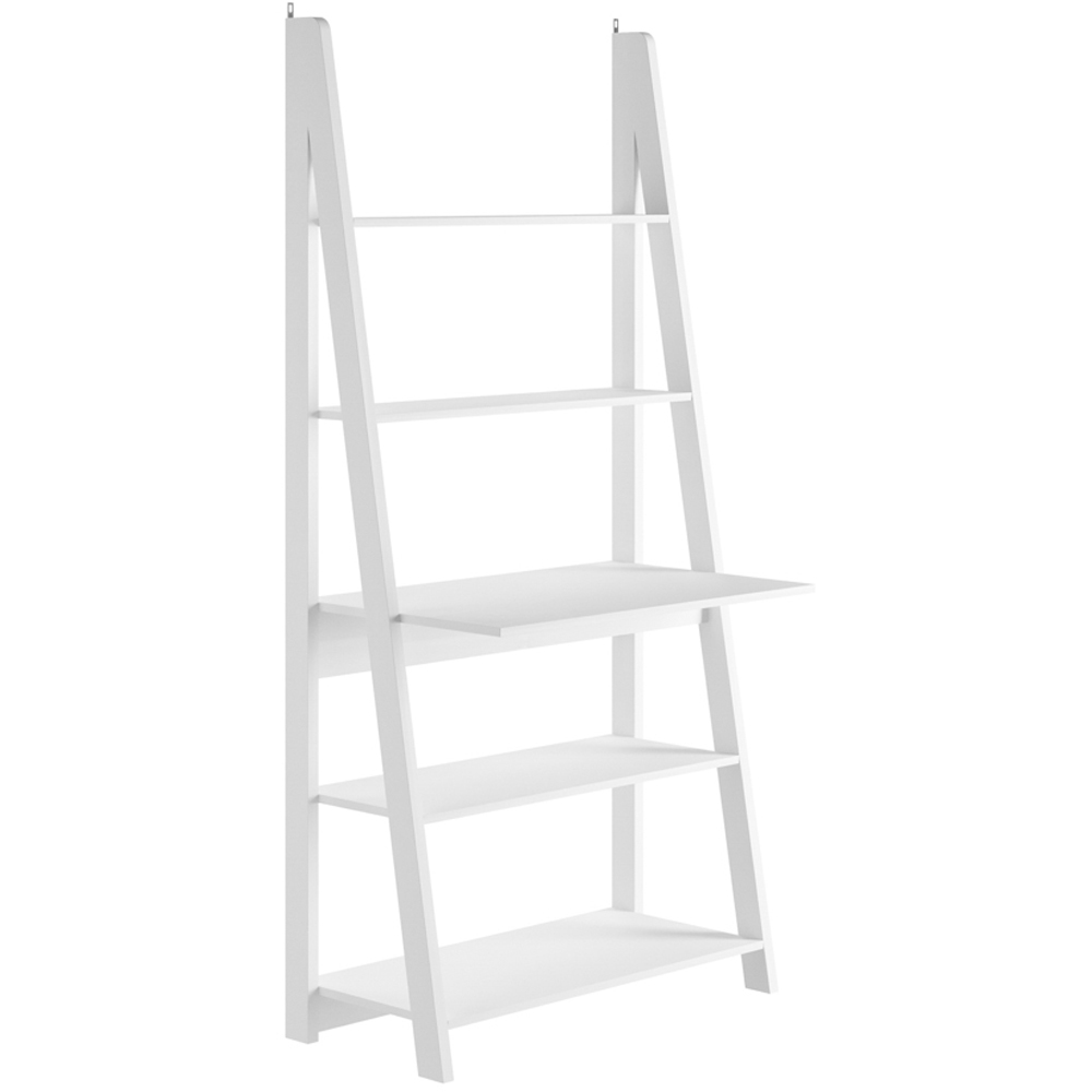 Tiva 5 Shelf White Ladder Desk Image 2