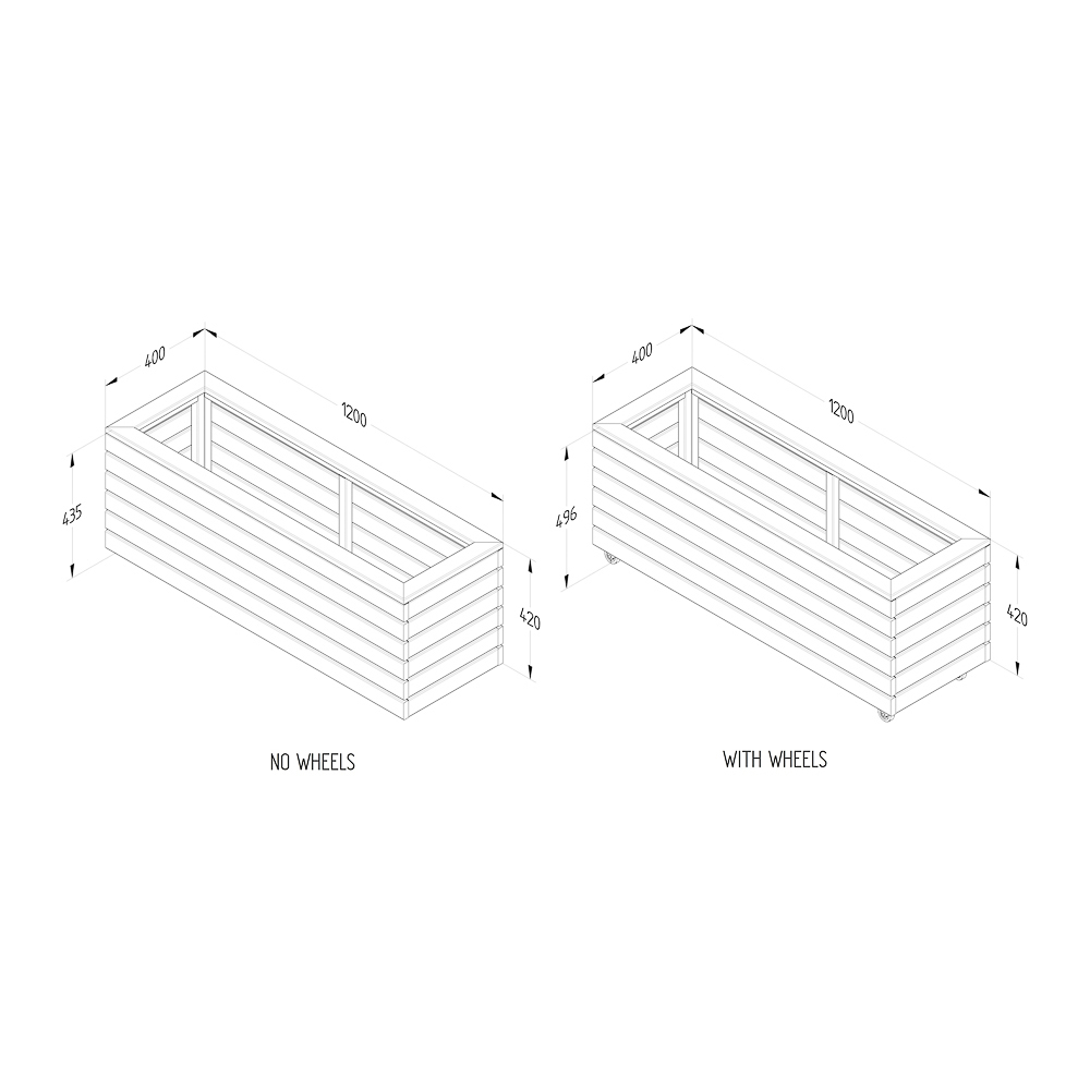 Forest Garden Wooden Long Linear Planter with Wheels Image 5