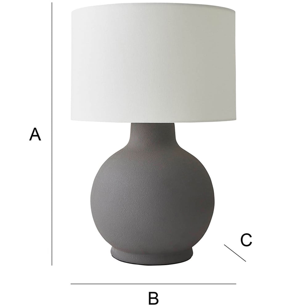 ValueLights Blair Natural Linen Shade Grey Stone Hand Finished Ceramic LED Table Lamp Image 7