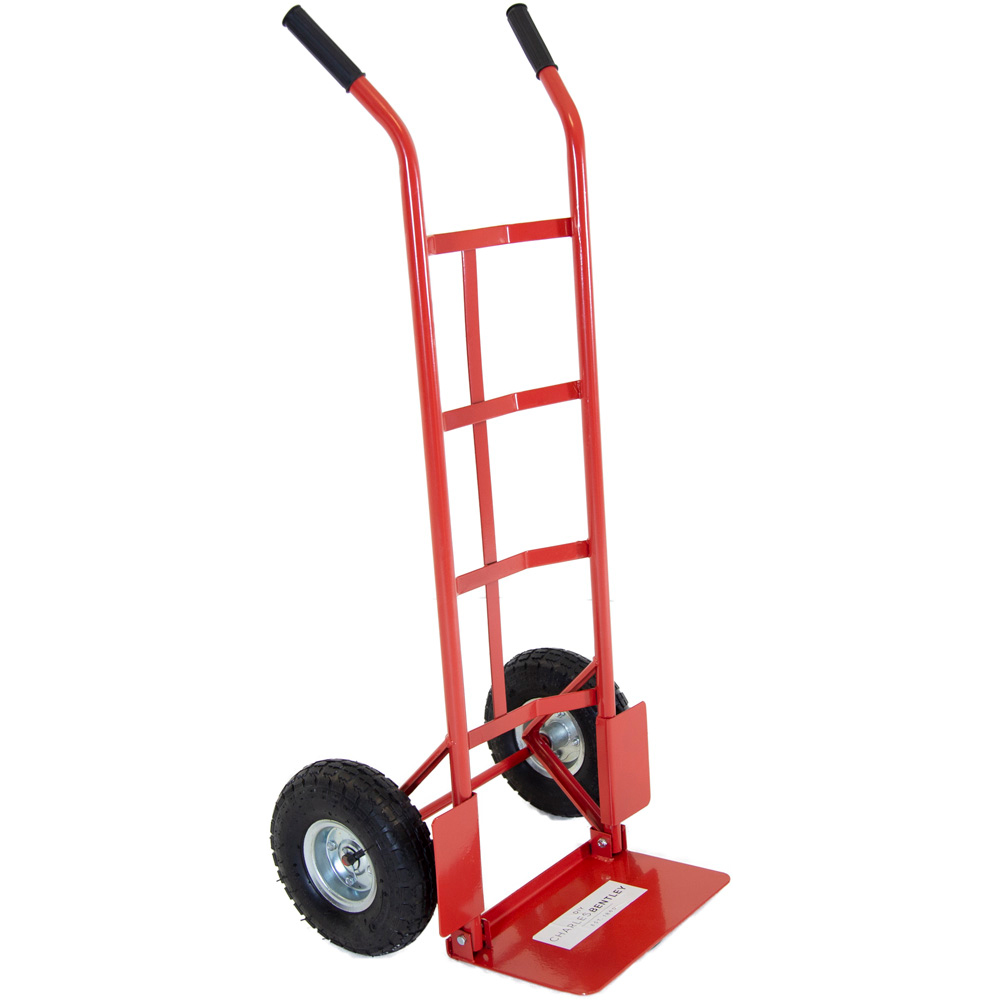 Charles Bentley Red Folding Small Toe Plate Sack Truck 200Kg Image 1