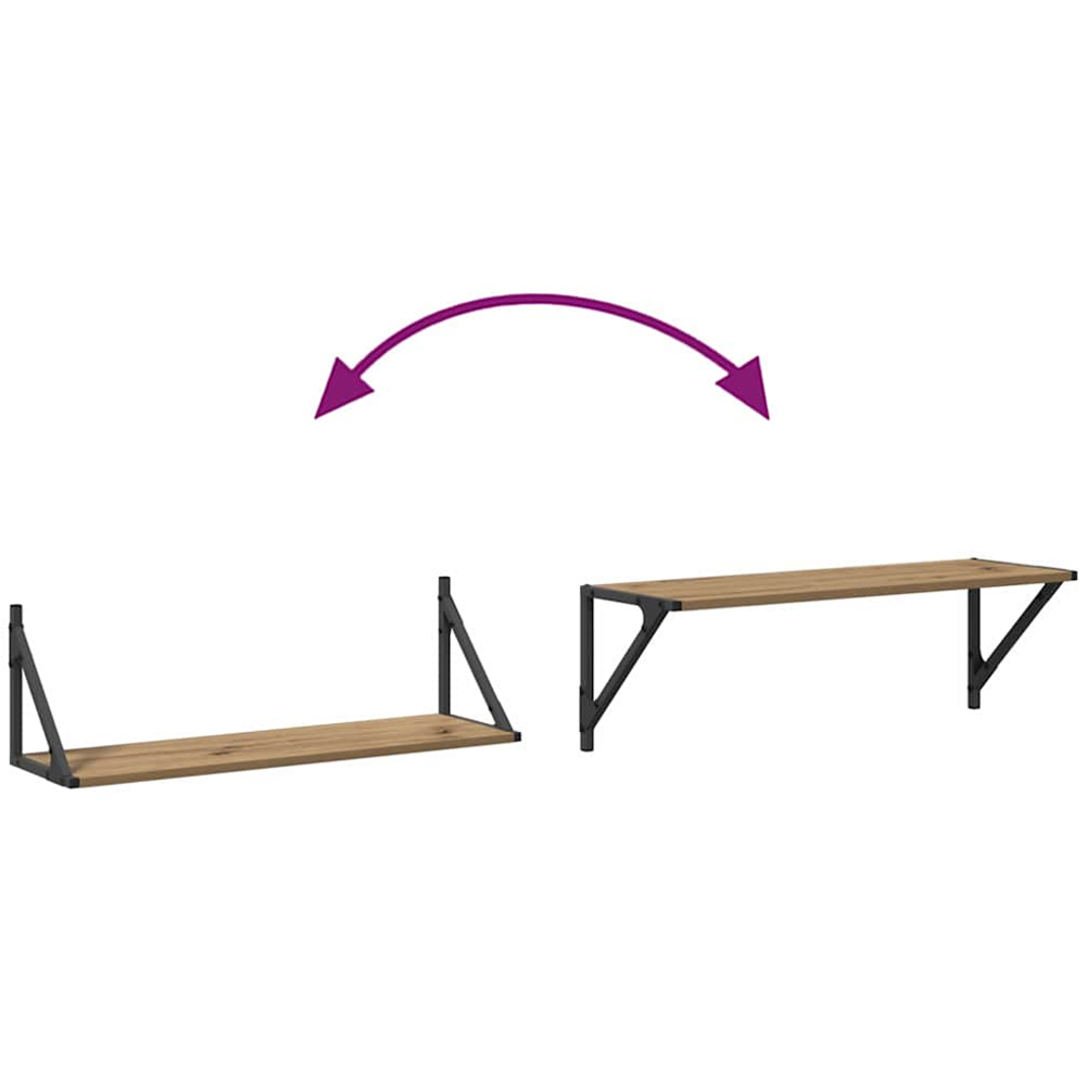 vidaXL 80 x 25cm Artisan Oak Wall Shelf Set of 2 Image 9