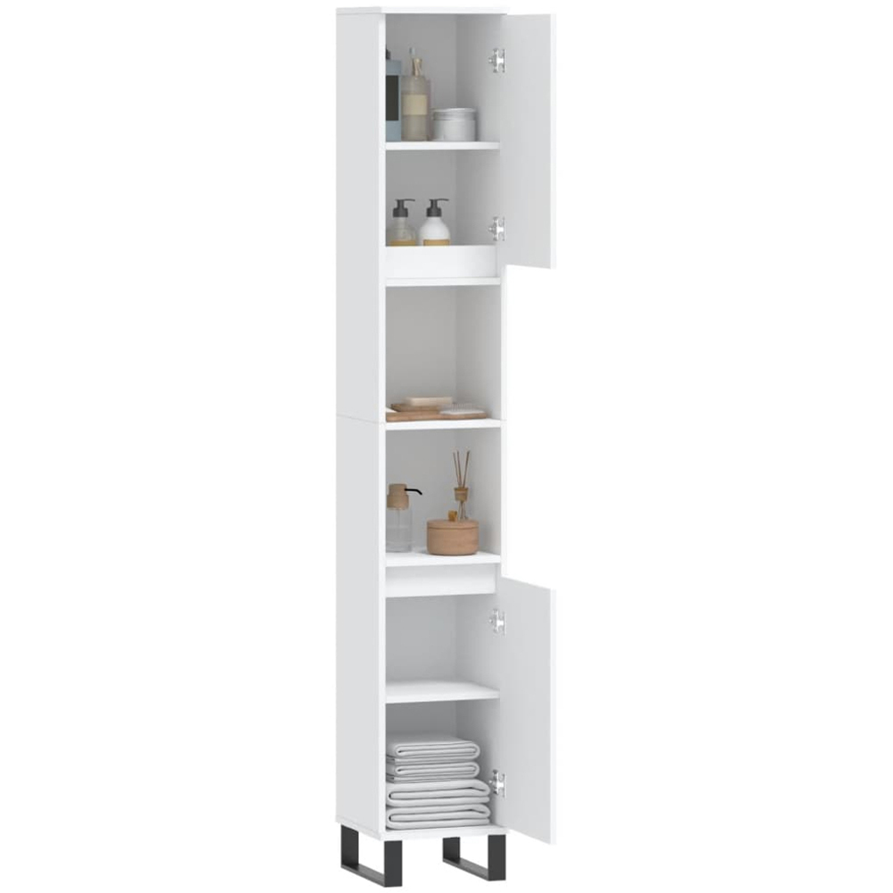 vidaXL 2 Door 2 Open Shelf White Bathroom Cabinet Image 4