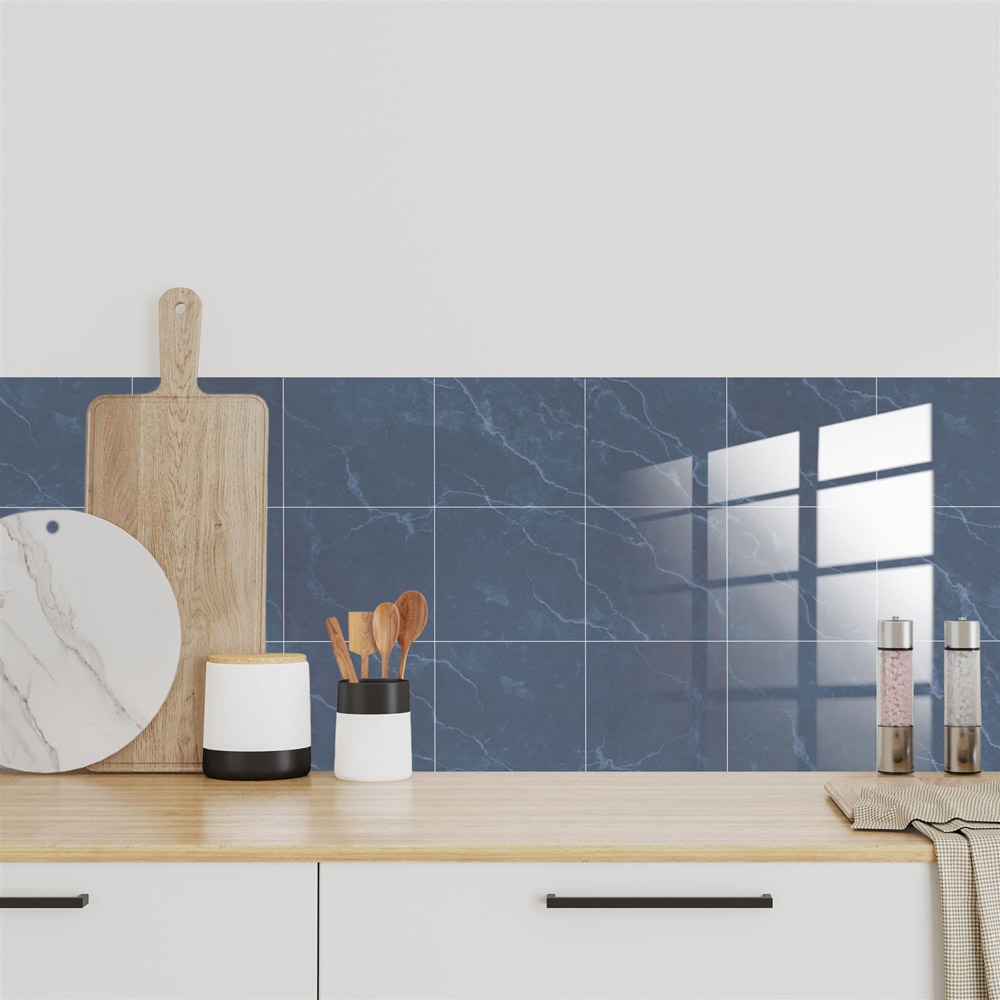 Walplus Marble Stone Steel Blue Tile Sticker 24 Pack Image 2