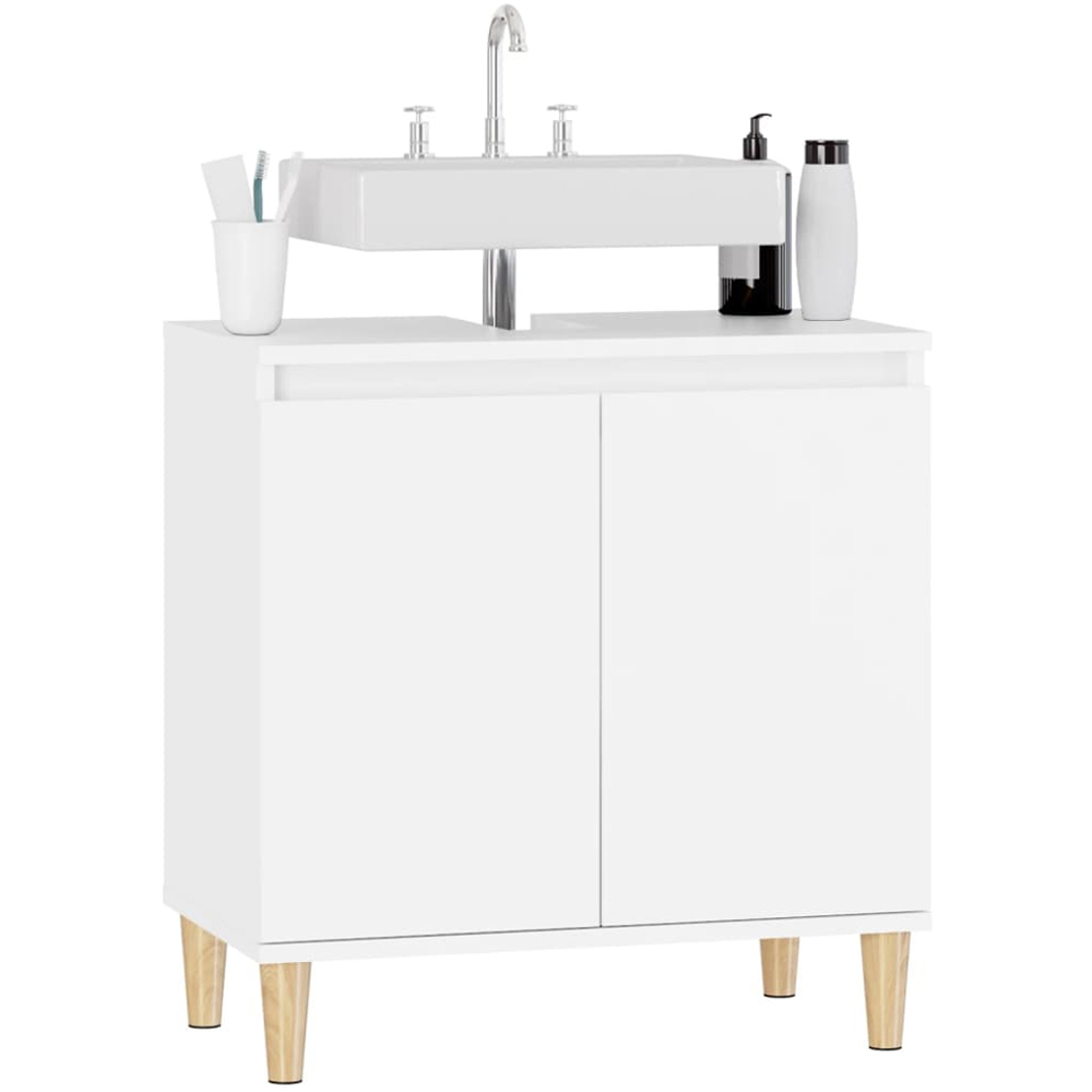 vidaXL 2 Door White Bathroom Sink Cabinet Image 5