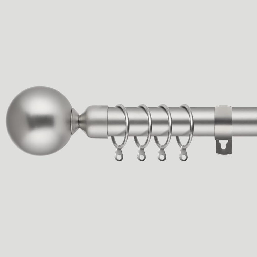 Home Treats 40 to 325cm Extendable Satin Nickel Metal Round Curtain Pole Image 5