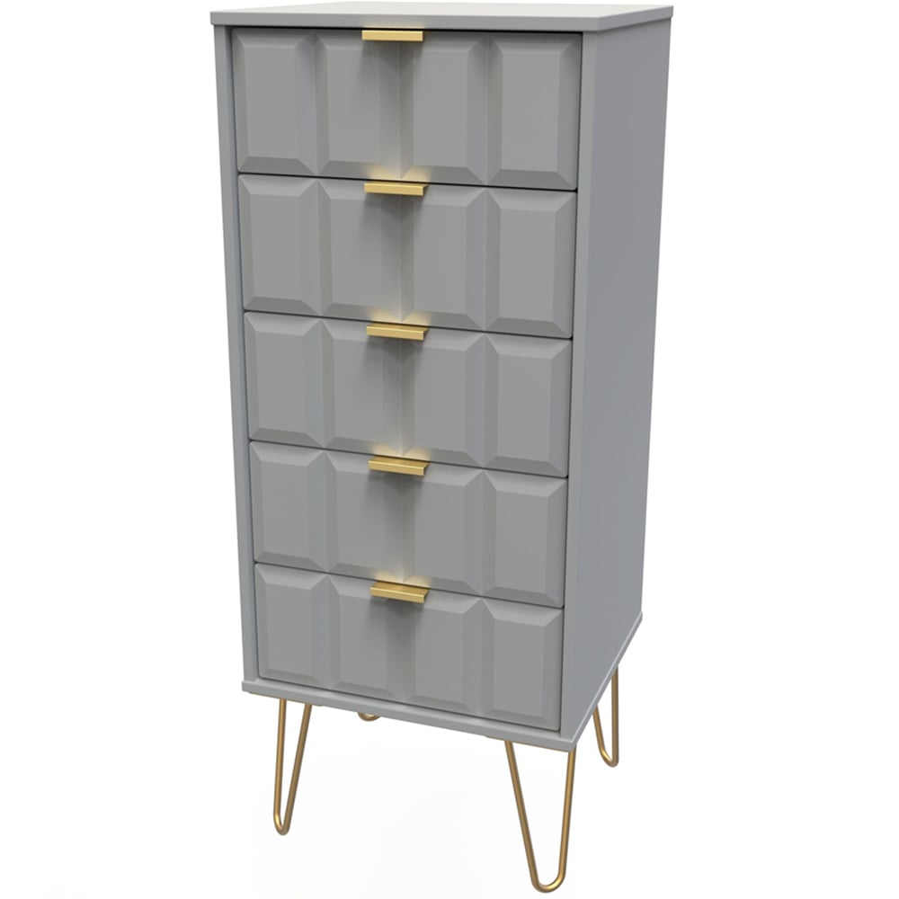 Crowndale Cube 5 Drawer Dusk Grey Chest of Drawers Ready Assembled Image 2