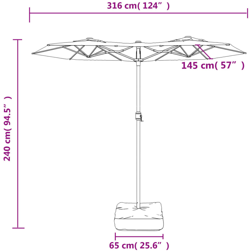 vidaXL White LED Double Head Parasol 3 x 1.4m Image 6