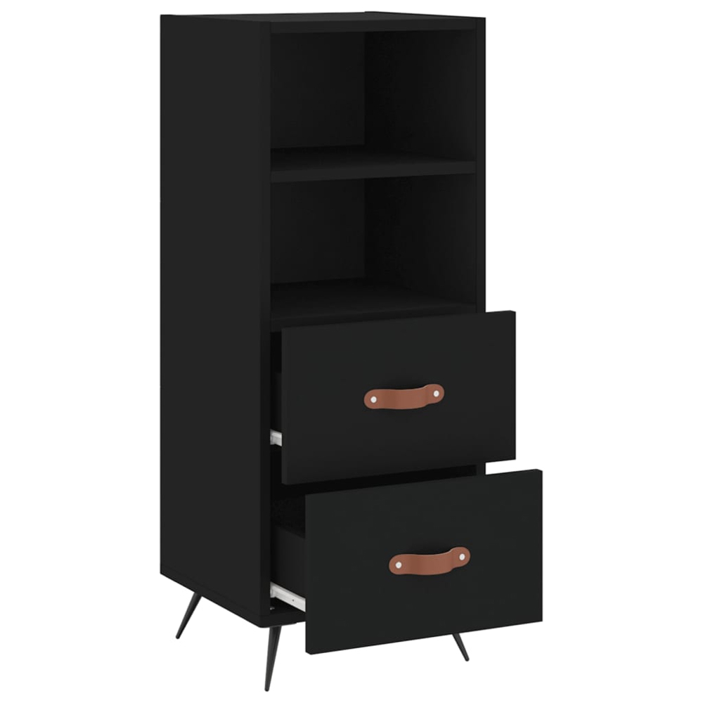 vidaXL 2 Drawer Single Shelf Black Sideboard Image 5