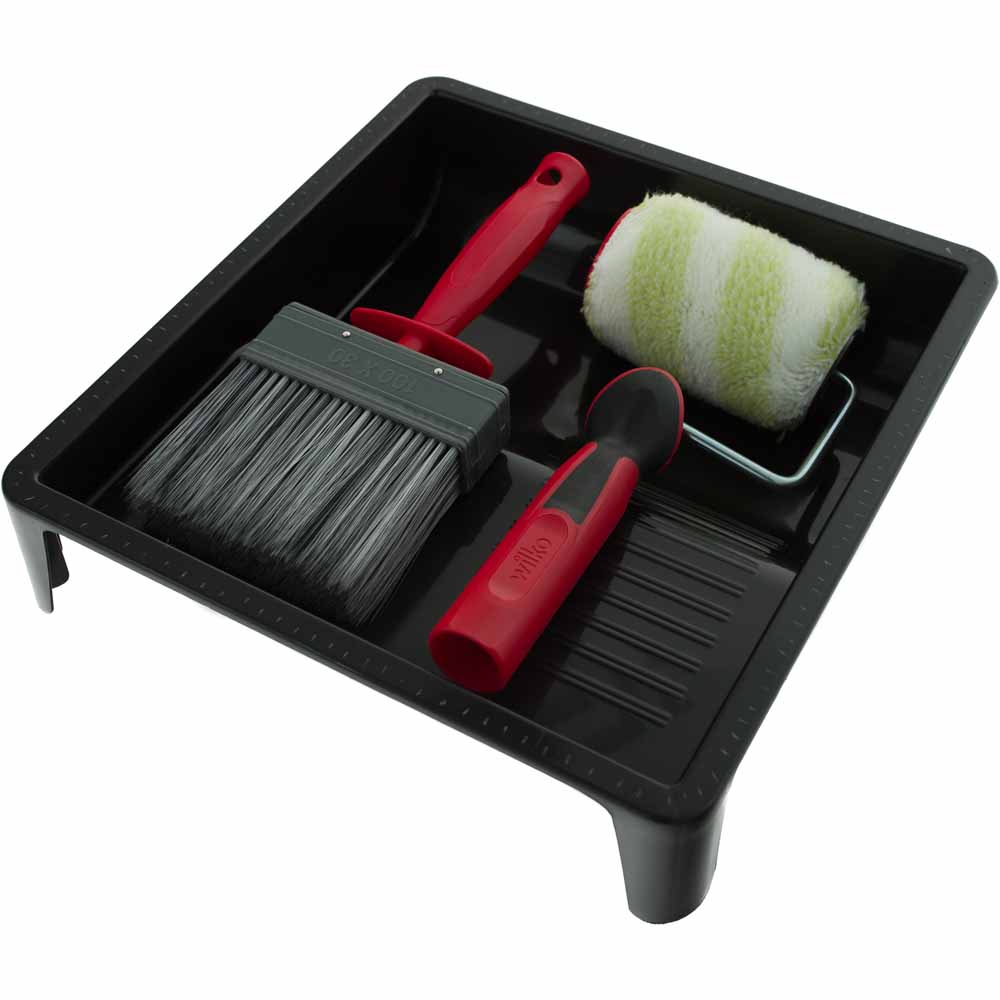 Wilko Small Exterior Paint Rollers and Brush 4 Piece Tray Kit Wilko