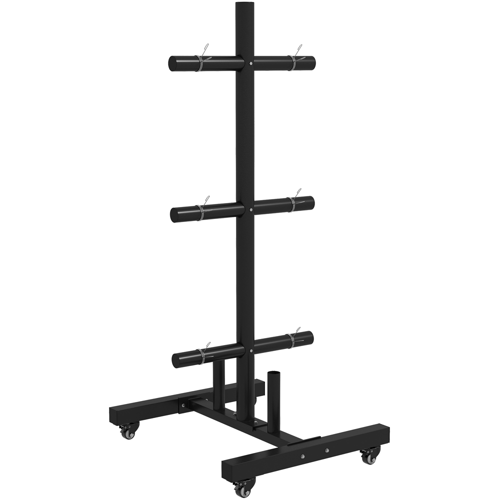 SPORTNOW 3 Tier Weight Organizer Stand with 4 Wheels Image 1