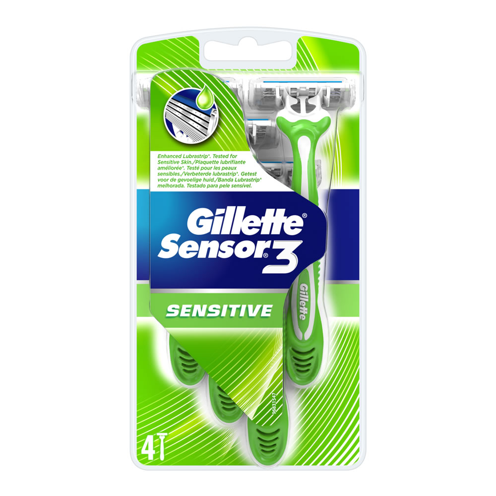 Gillette Sensor 3 Sensitive Men's Disposable Razor  4 pack Image