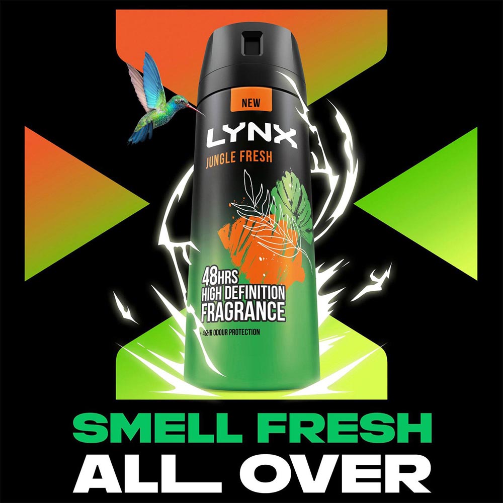 Lynx Body Spray Jungle Fresh 48H High Definition Fragrance Deodorant Spray 250ml 3 Pack Image 4