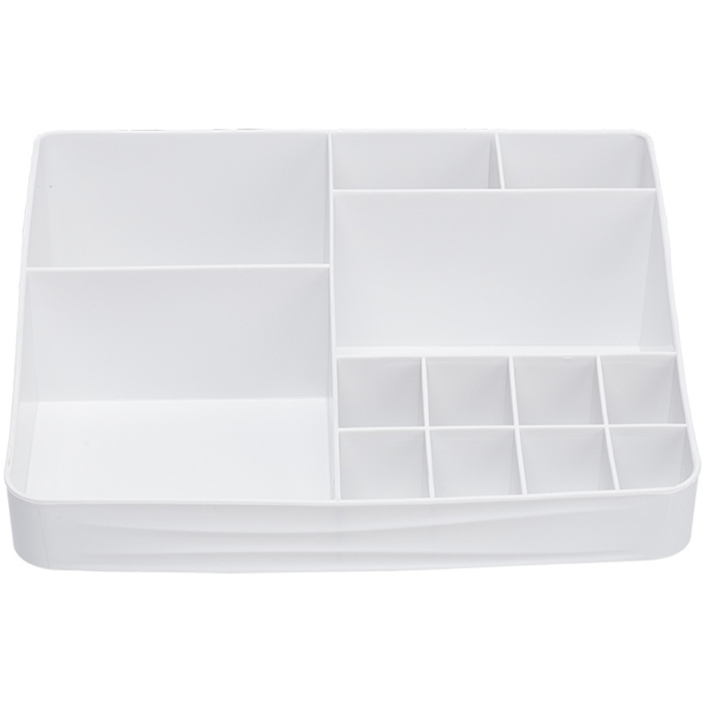 H&O Direct 13 Compartment White Plastic Makeup Organiser Image 1