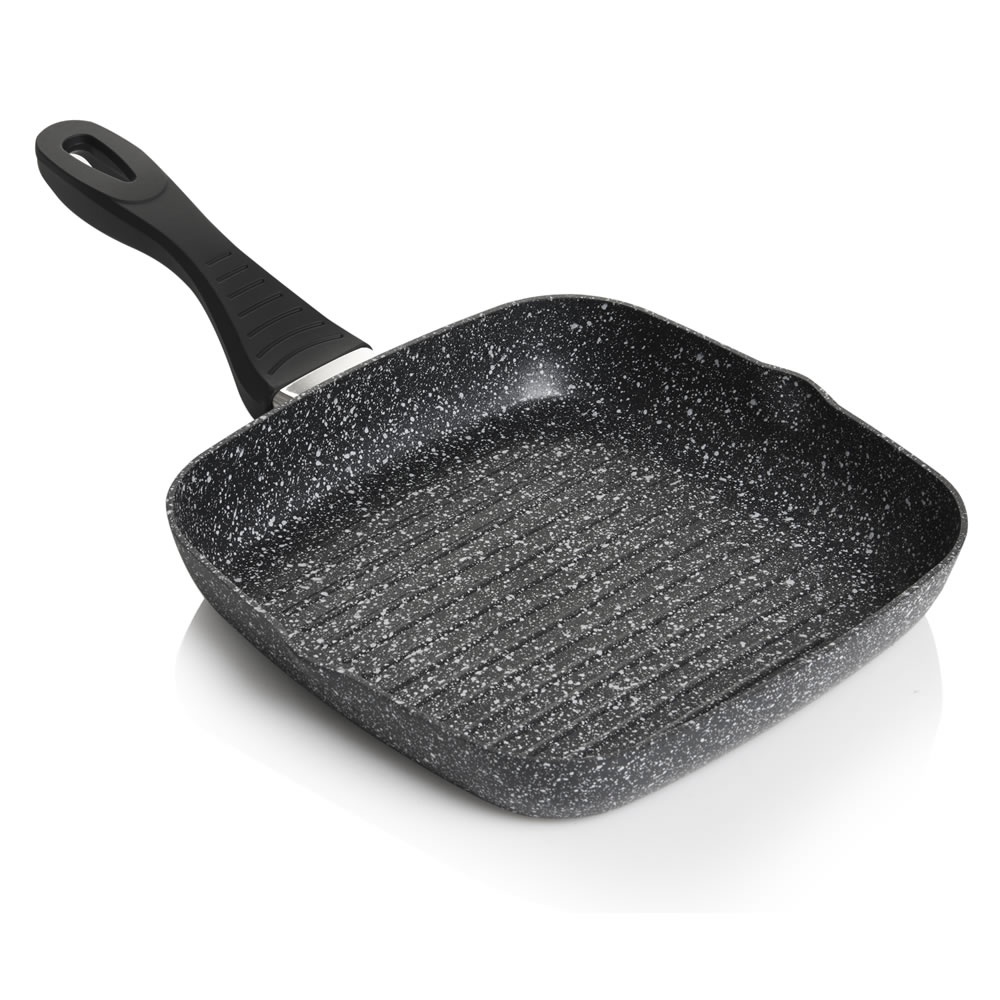 Wilko Non-Stick Griddle Pan Grey Marble 24cm Image