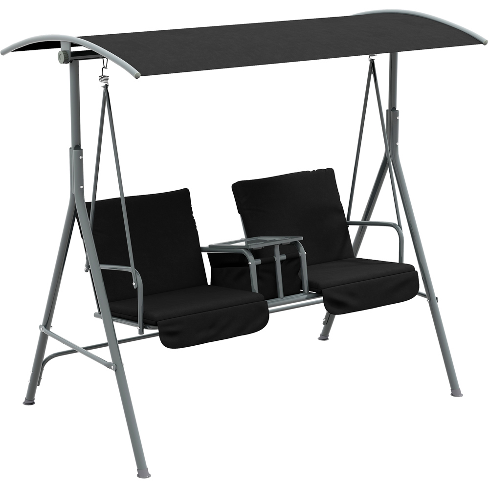Outsunny 2 Seater Black Swing Chair with Canopy Image 2