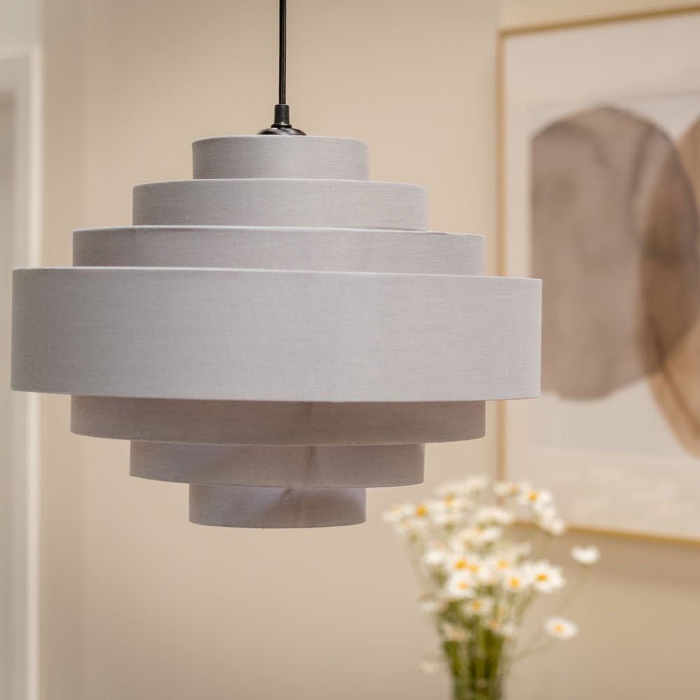 ValueLights Sette 7 Layer Grey with Copper Inner Pendant Shade Image 3