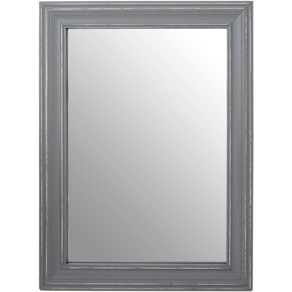 Premier Housewares Henley Grey Wooden Frame Wall Mirror 65 x 48cm Image 1