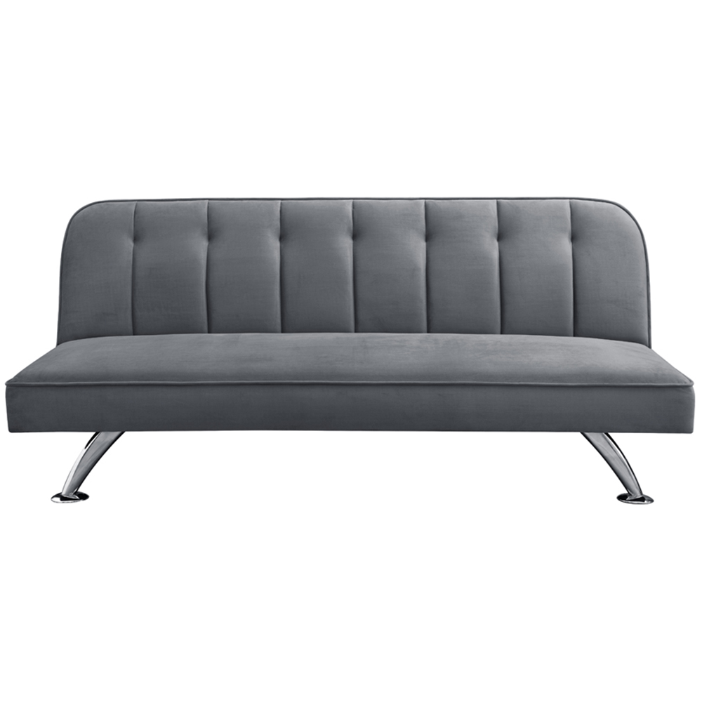 Brighton 3 Seater Grey Velvet Sofa Bed Image 3