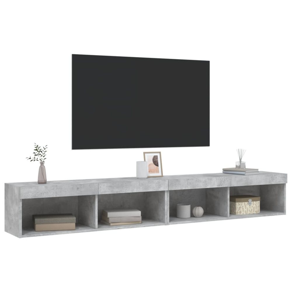 vidaXL 2 Shelf Concrete Grey TV Cabinet Set of 2 Image 5
