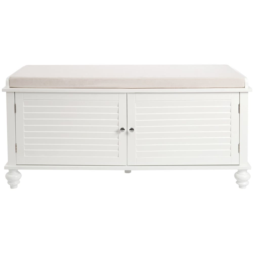 Living and Home White Wooden Shoe Cabinet Bench Image 2
