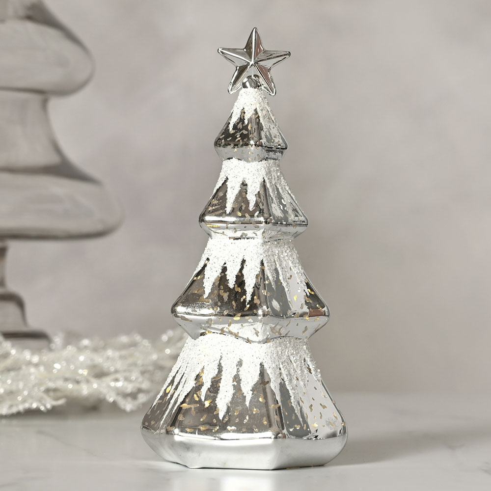 The Christmas Gift Co Silver LED Christmas Tree Decoration Image 1