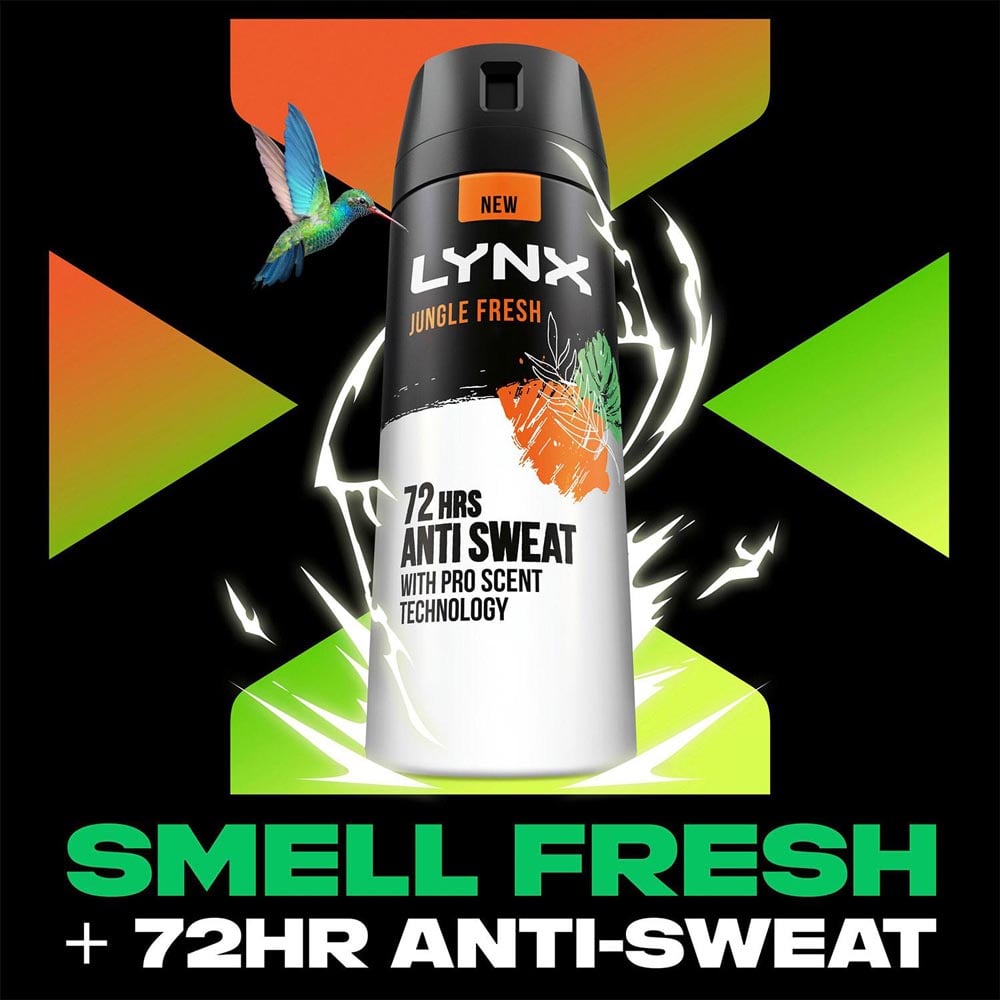 Lynx Jungle Fresh 72 HRS Anti-Sweat Anti-Perspirant Body Spray 250ml 36 Pack Image 6